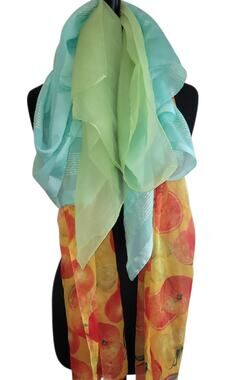 Bundle of 3 Vintage Scarves Green Mint Yellow Retro Hair